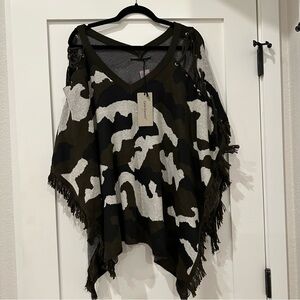 Camo Poncho with Fringe — NWT! 💚🤎🖤